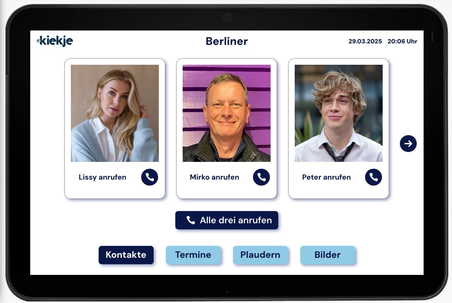 Kiekje - Digitales Familien-Tablet für Senioren